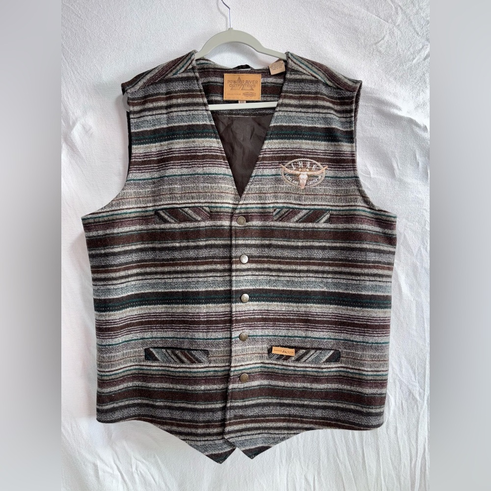 Powder River Outfitters Men's XXL Grey Serape Stripe Vest